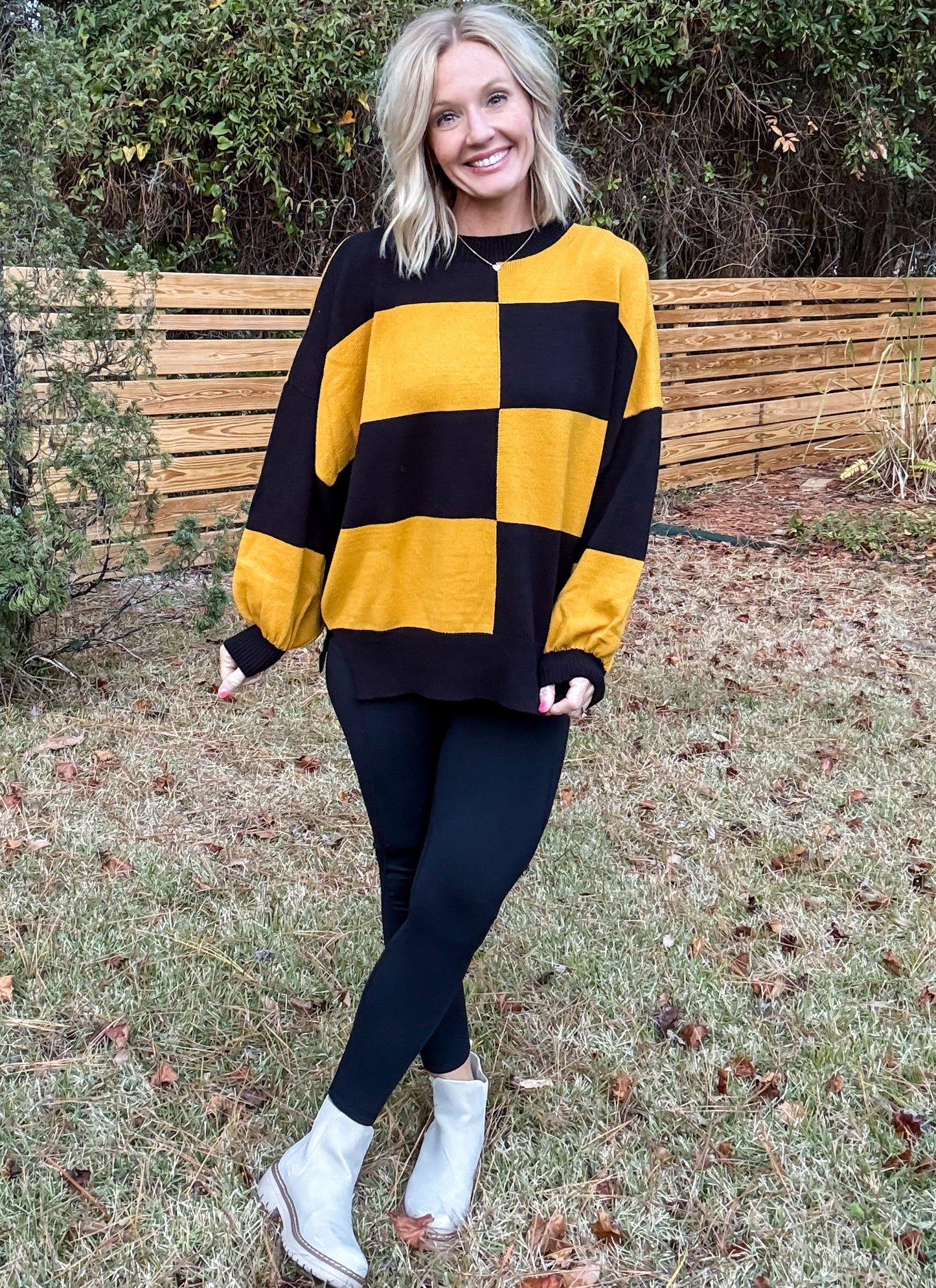 Checkered Charm Gameday Sweater