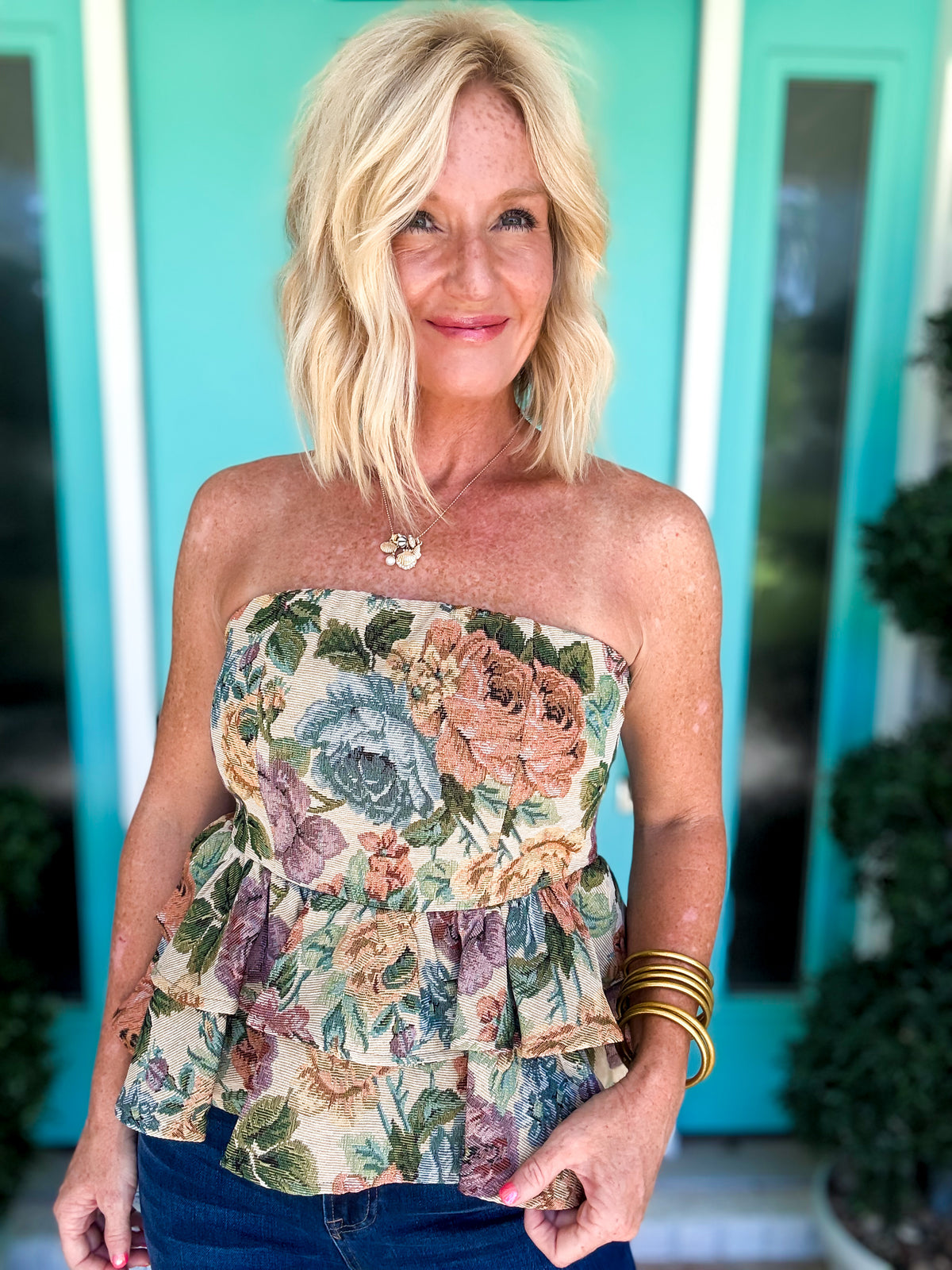 Vintage Floral Tiered Top