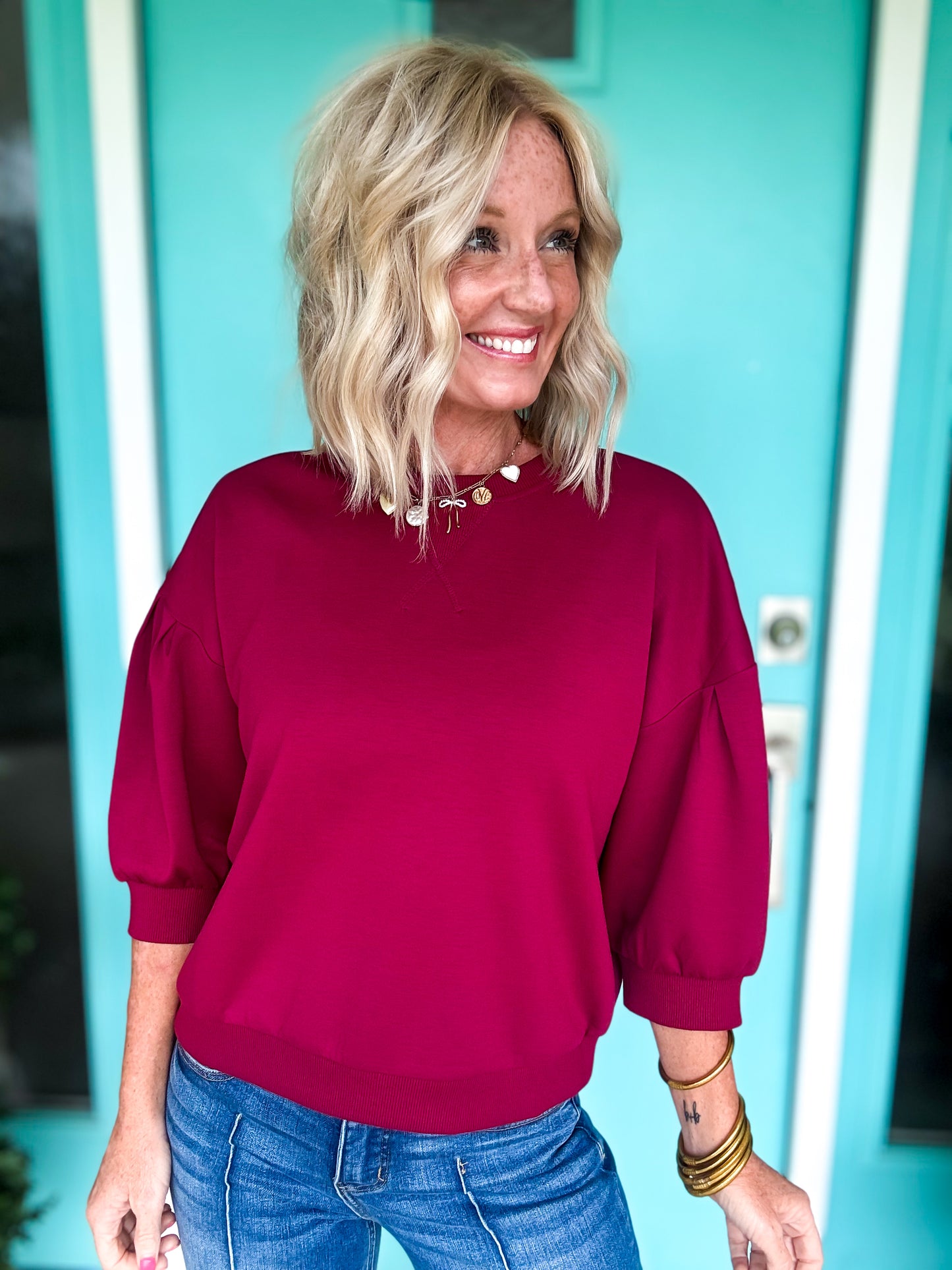 Bubble Sleeve Scuba Pullover
