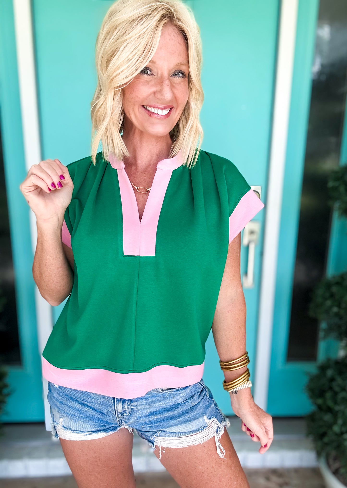 Greenery Scuba Blouse