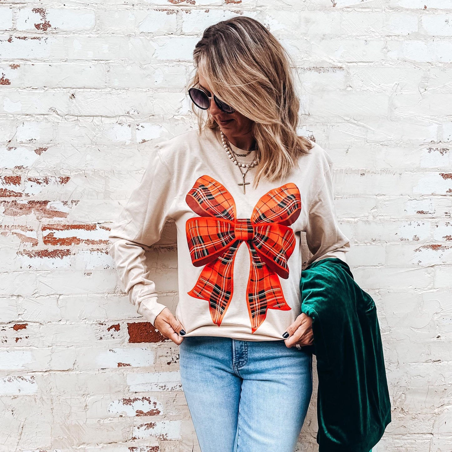 Plaid Bow Longsleeve Tee