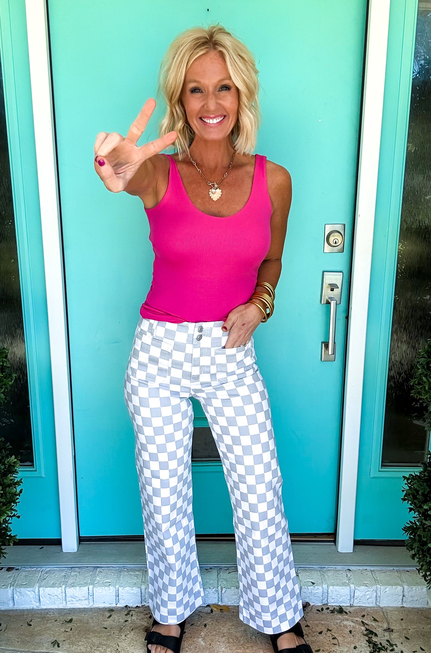 Light Gray Chess Denim by Mica