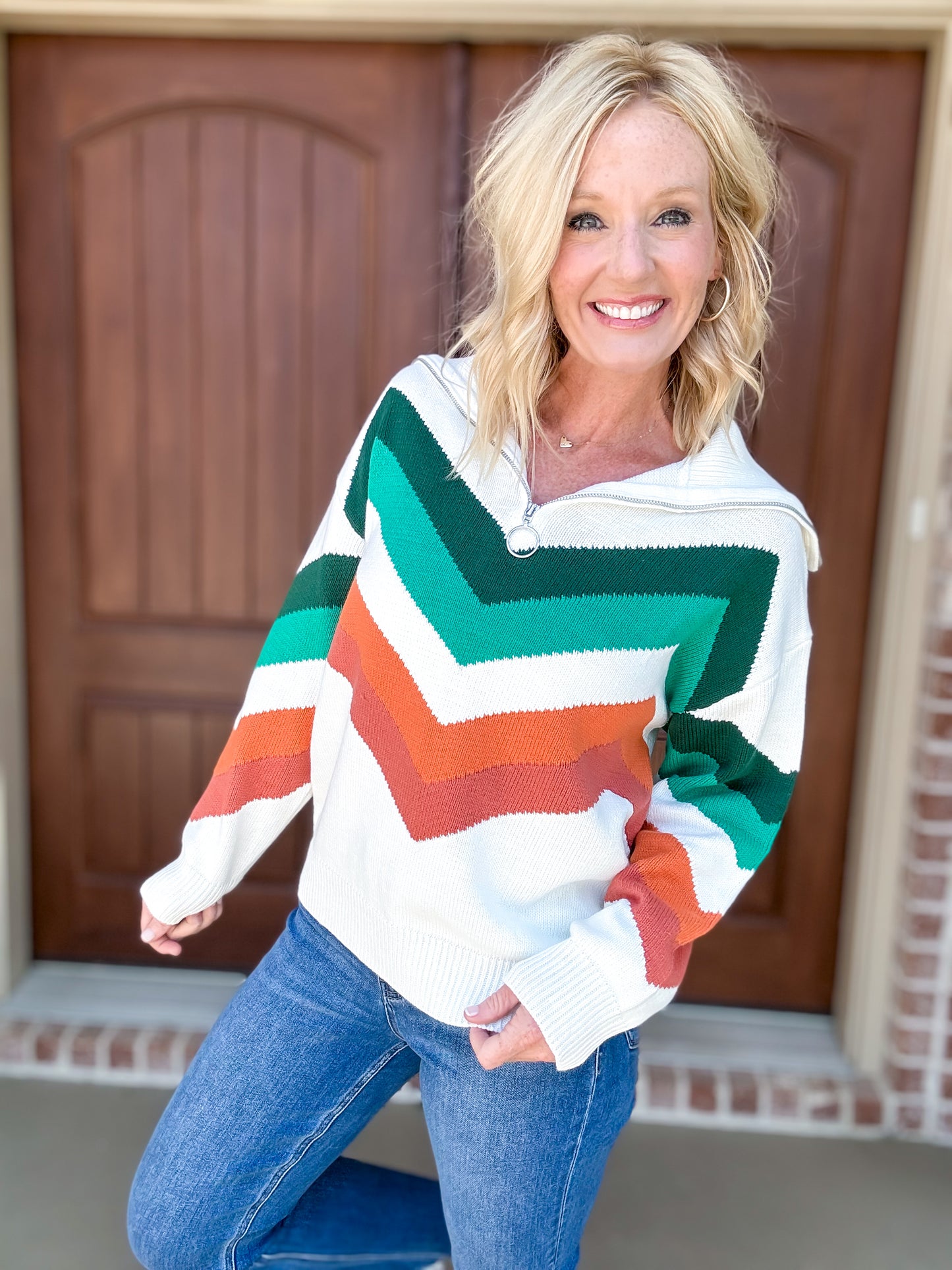 Christina Chevron Quarter Zip