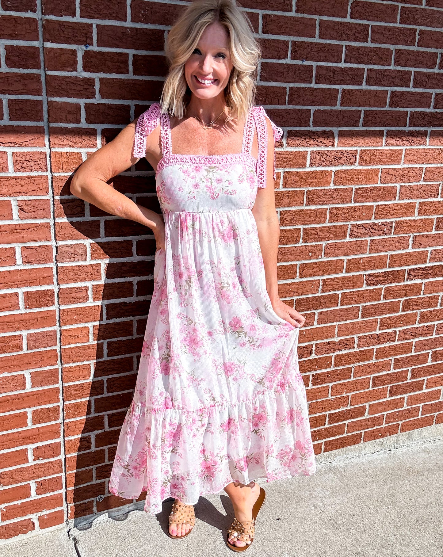 Rose Whisper Tie Straps Dress