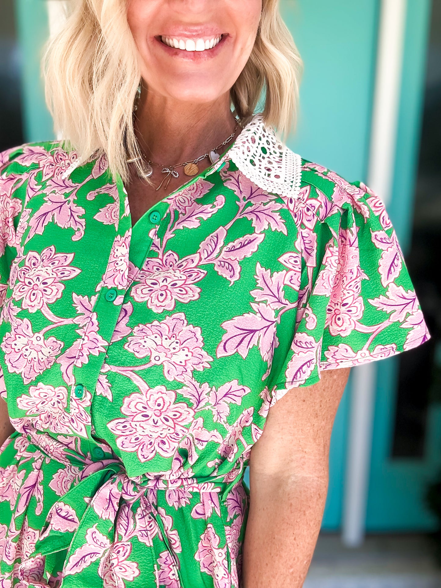 Southern Charm Lace Collar Dress