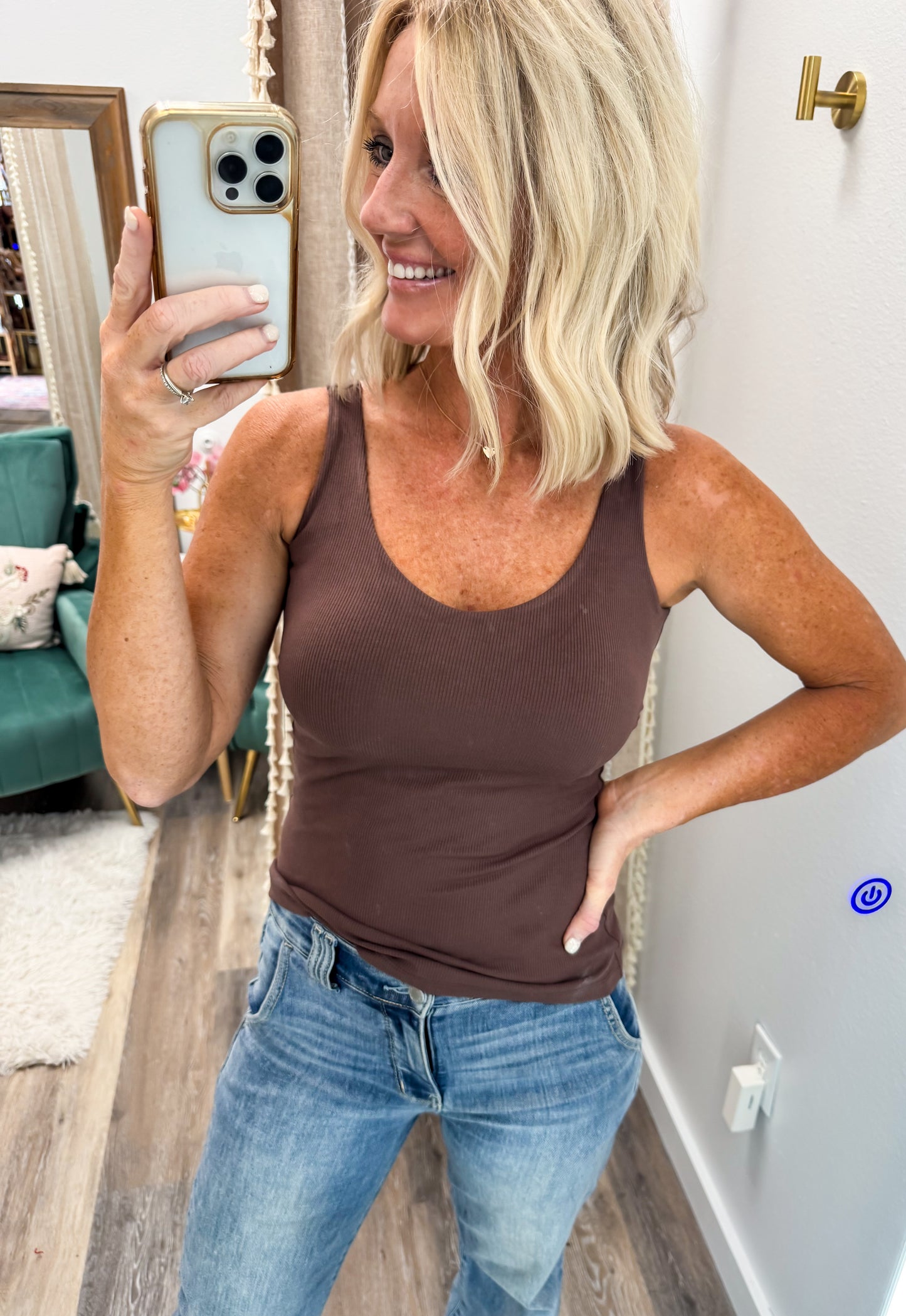 Tiffany Ribbed Tank w/ Built-In Bra