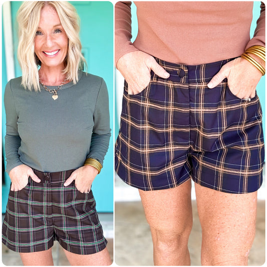Plaid About It Shorts | elastic waist