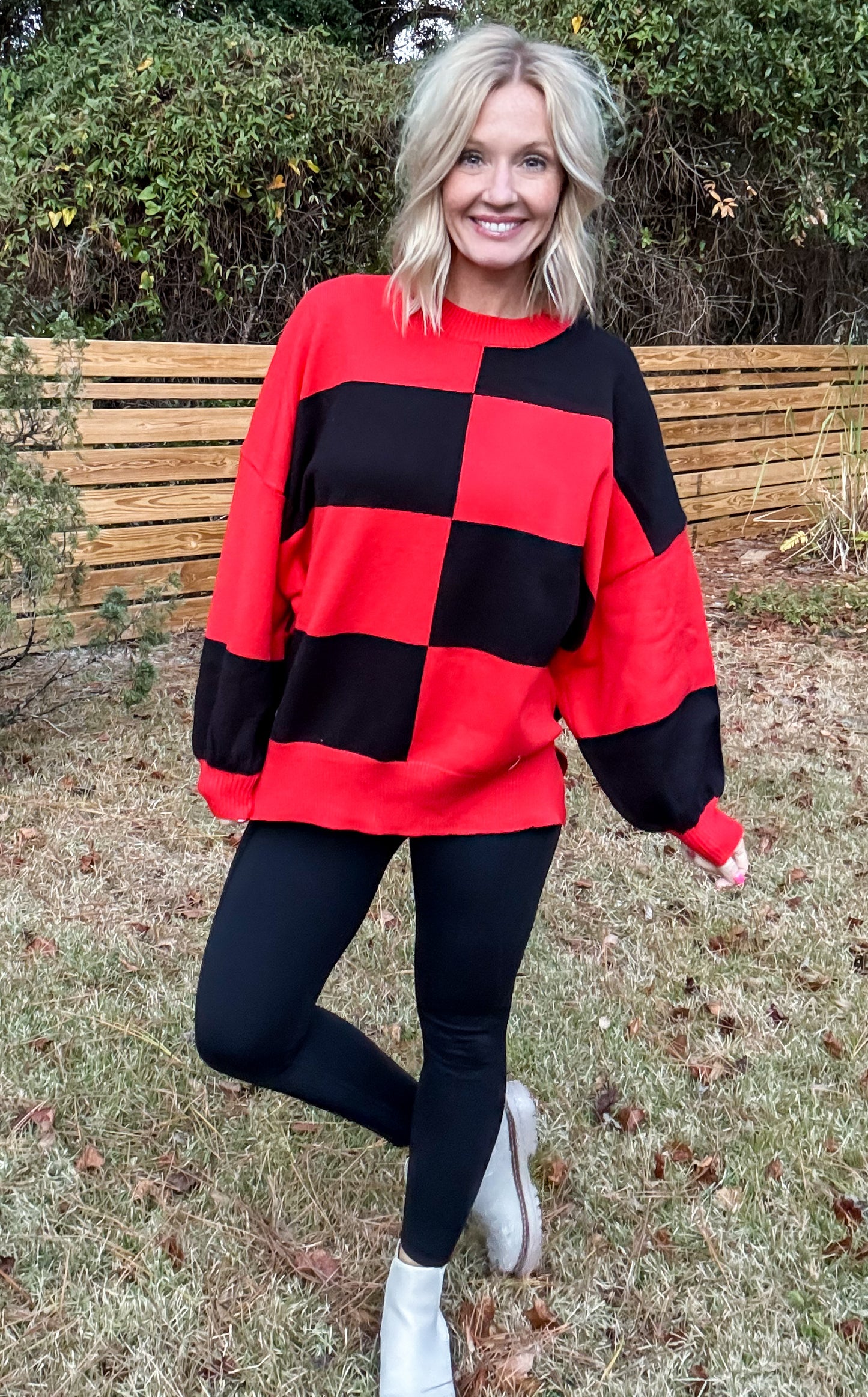 Checkered Charm Gameday Sweater