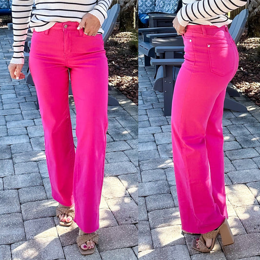 Hot Pink Judy Blue 90's Straight Jeans