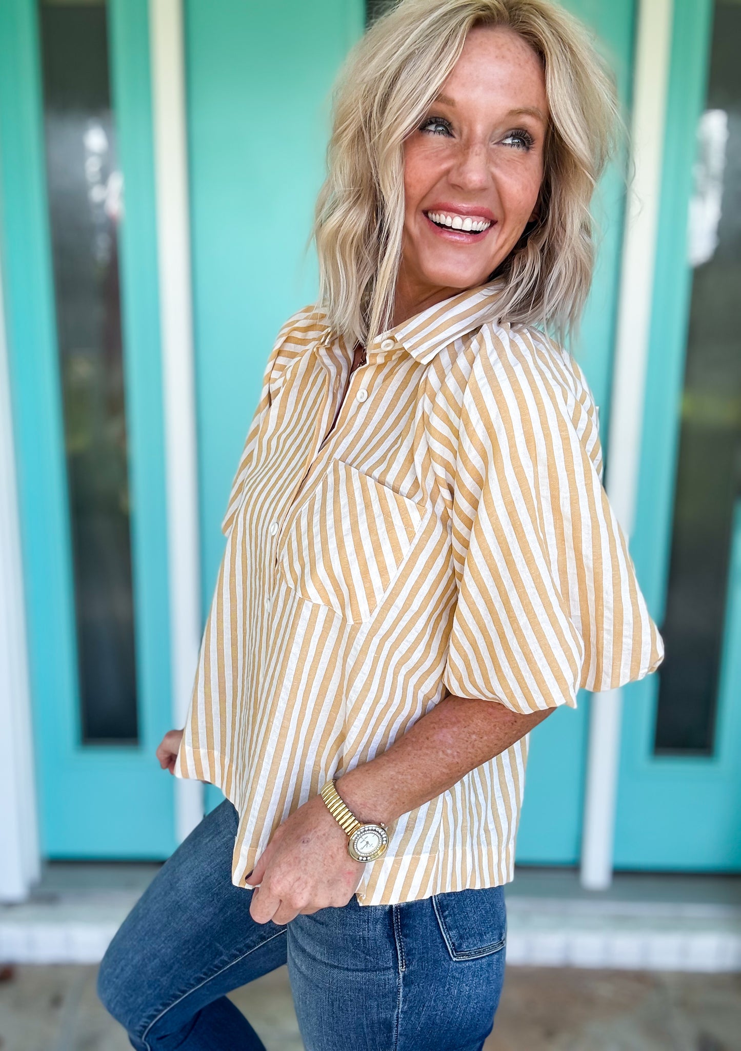 Mellow Mustard Striped Top