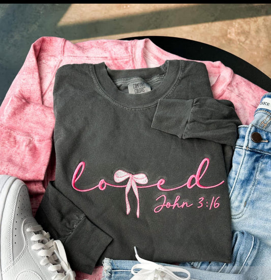 Loved John 3:16 Embroidered Tee