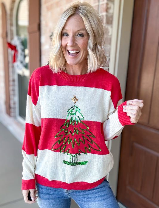 Sparkle Stripe Sequin Christmas Sweater