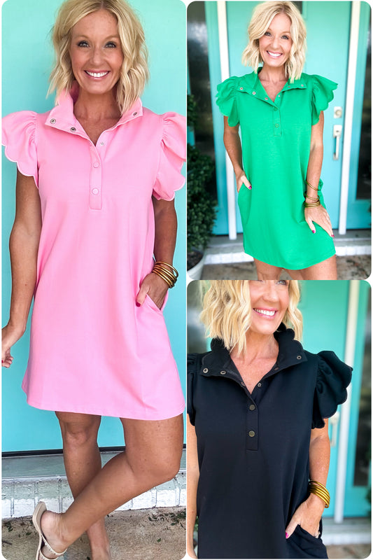 Brunch Babe Scalloped Dress