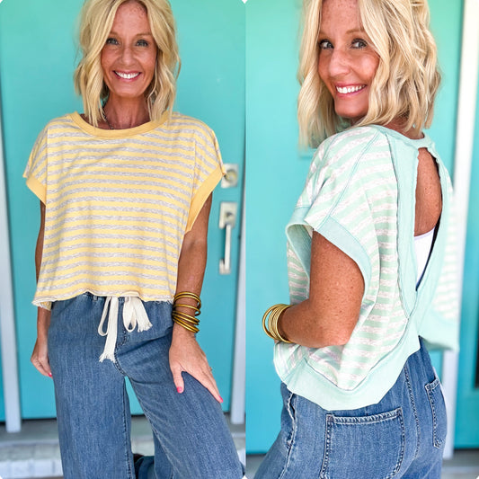Striped Open Back Top