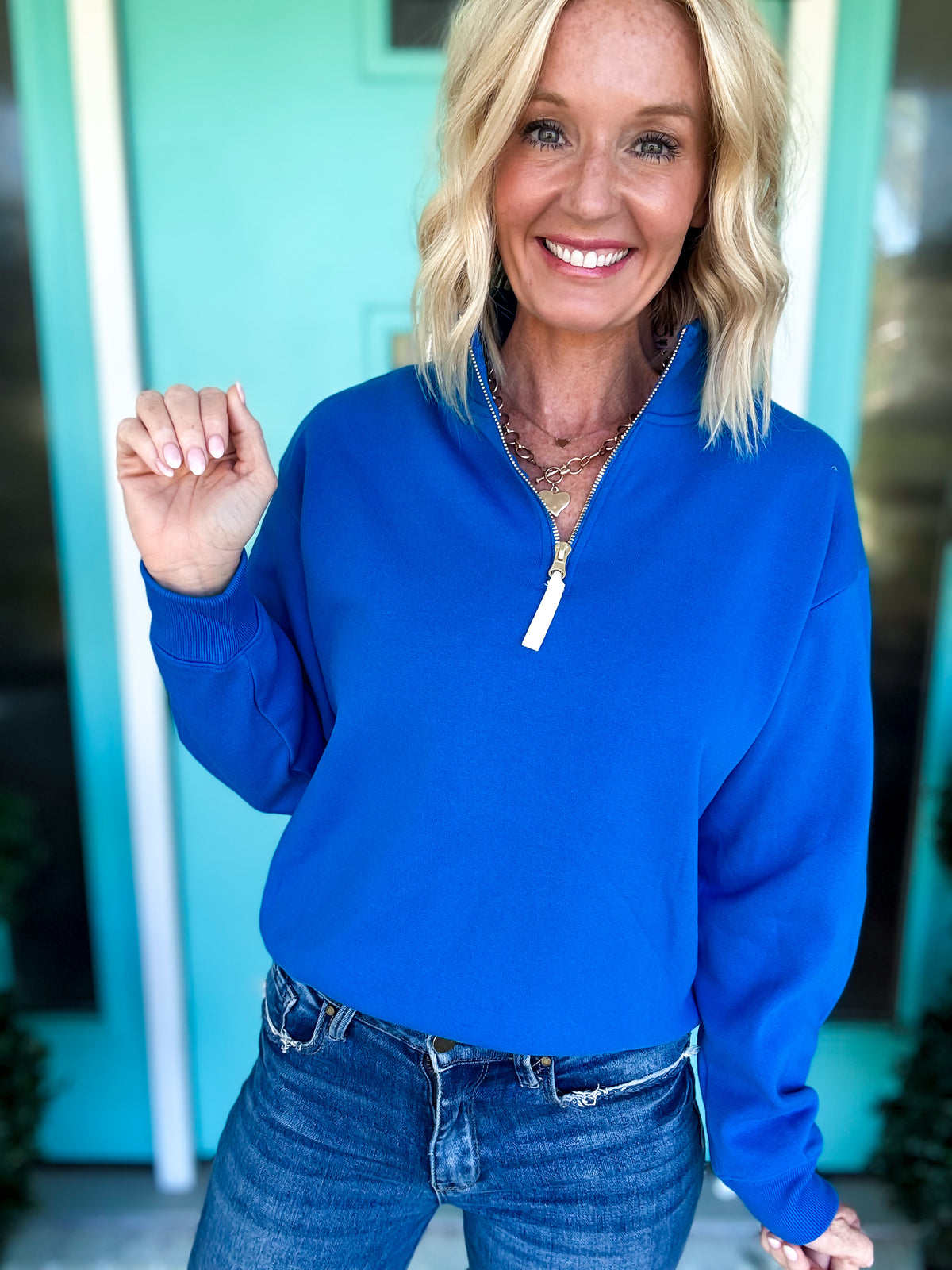Chilly Fall Days Pullover | Gold Zipper