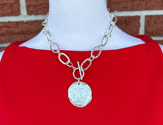 Hammered Coin Charm Necklace