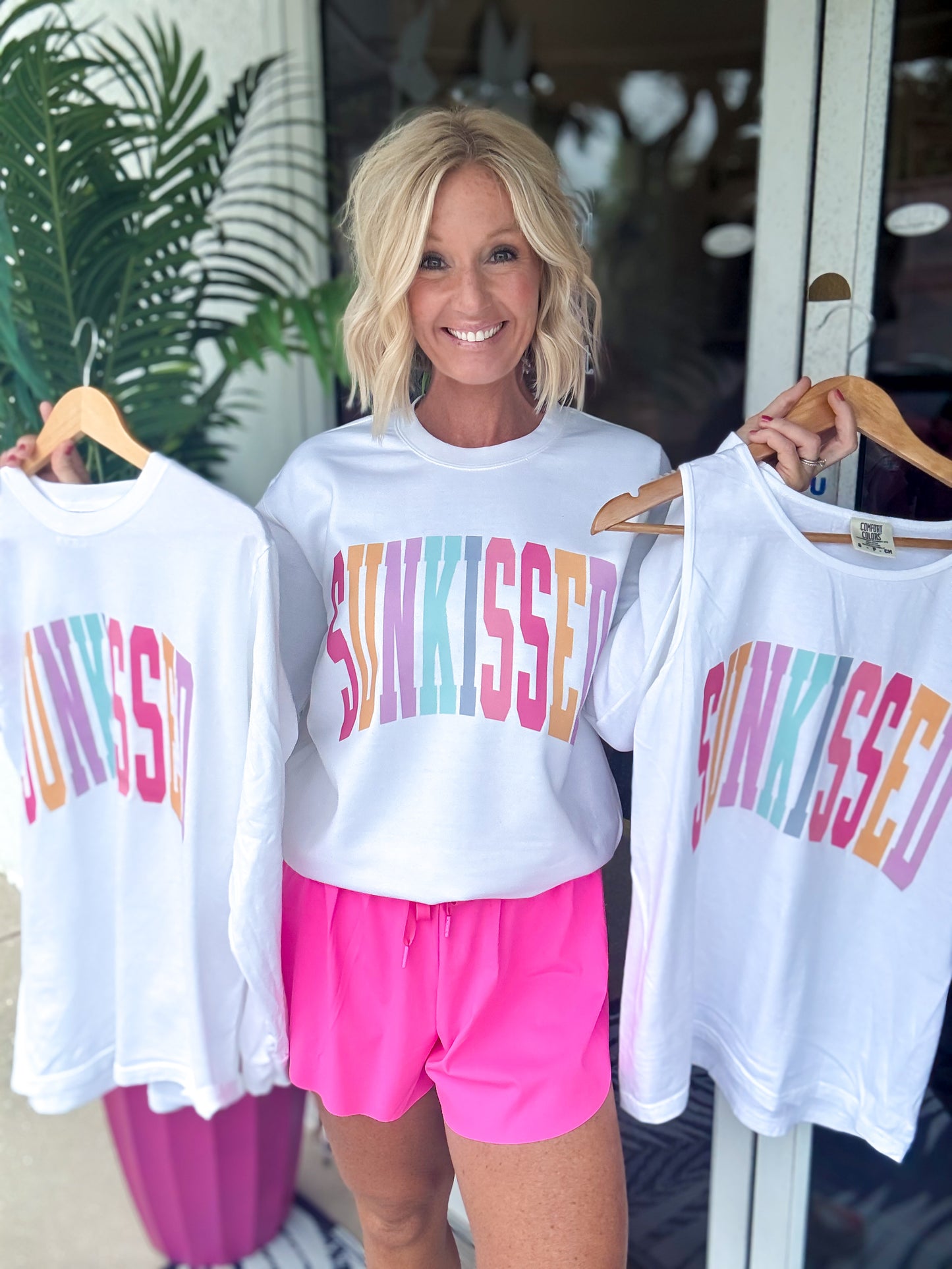 Multi Color SUNKISSED Graphic Top