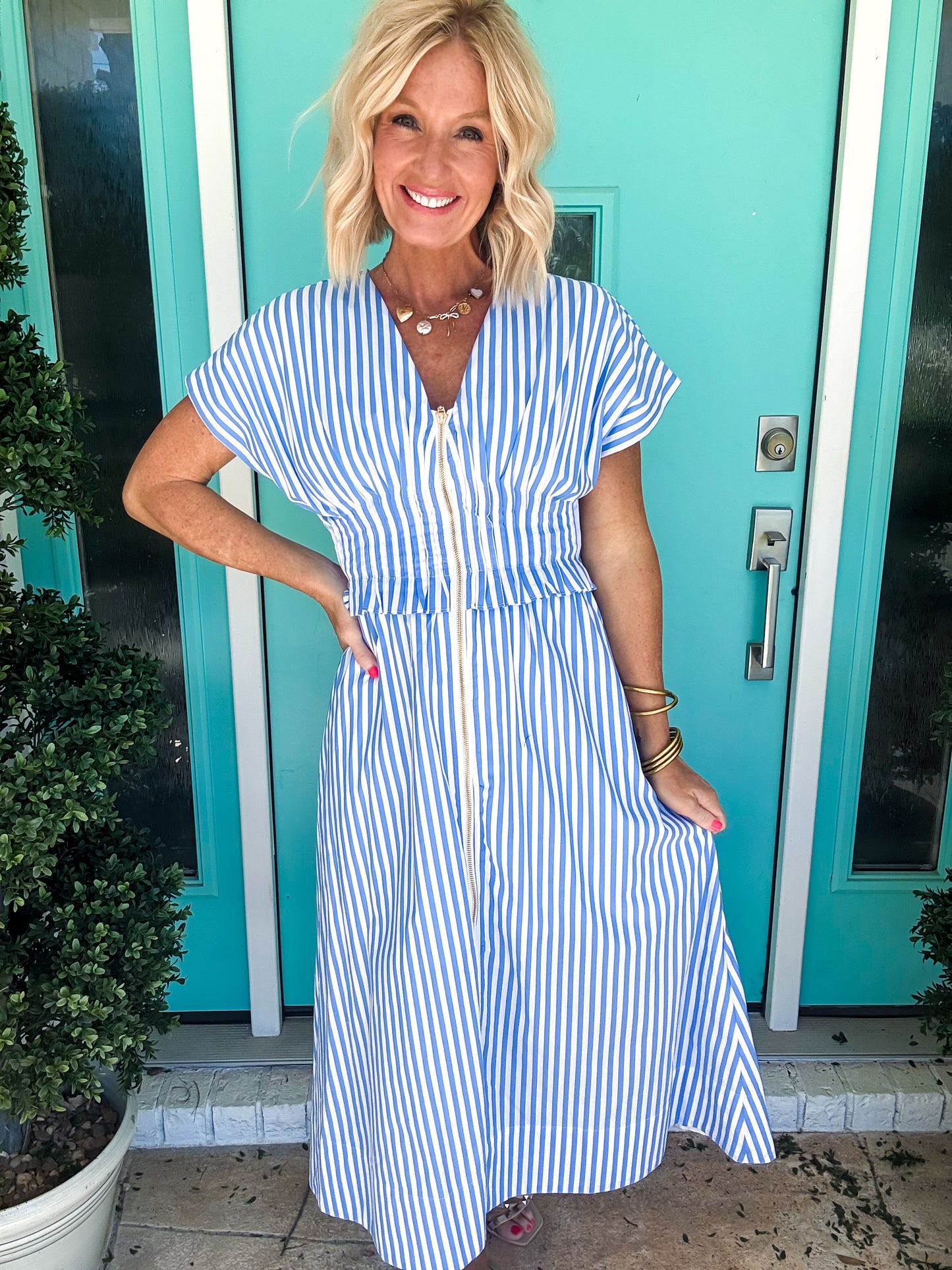 Chambray Charm Zip Dress