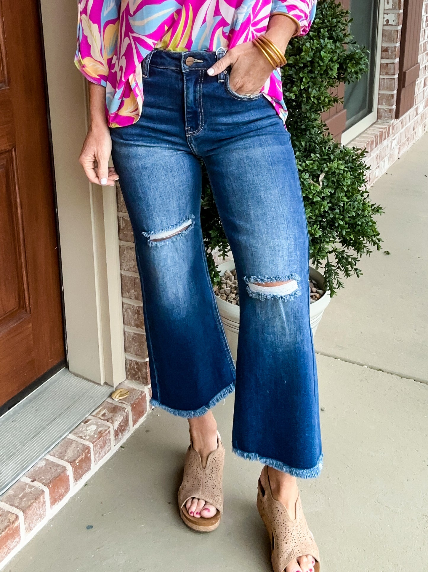 Hope High Rise Frayed Ankle Jeans