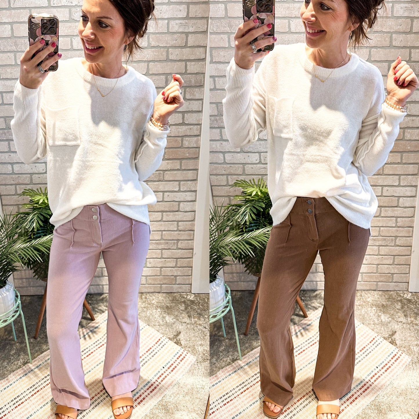 The Amelia Cotton Stretch Twill Flared Pants