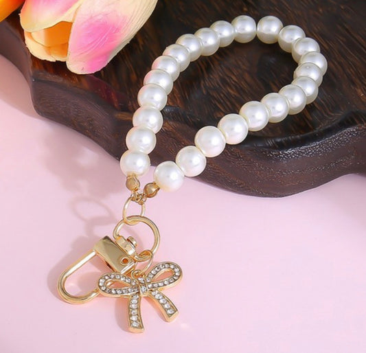 Pearl Bow Bag Charm Keychain