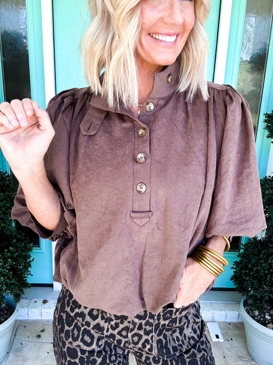 Boss Babe Suede Blouse