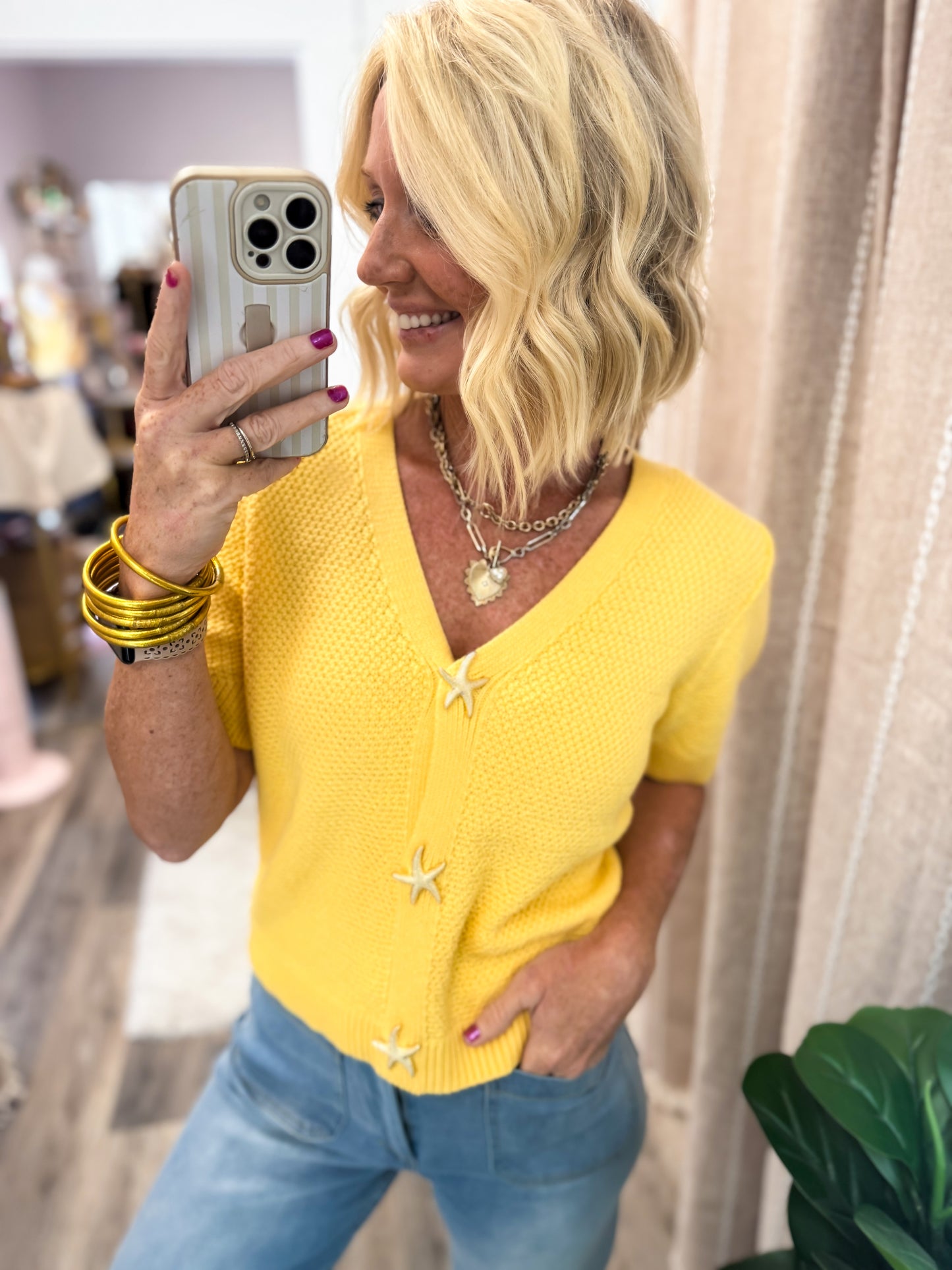 Starfish Gold Button Cardigan