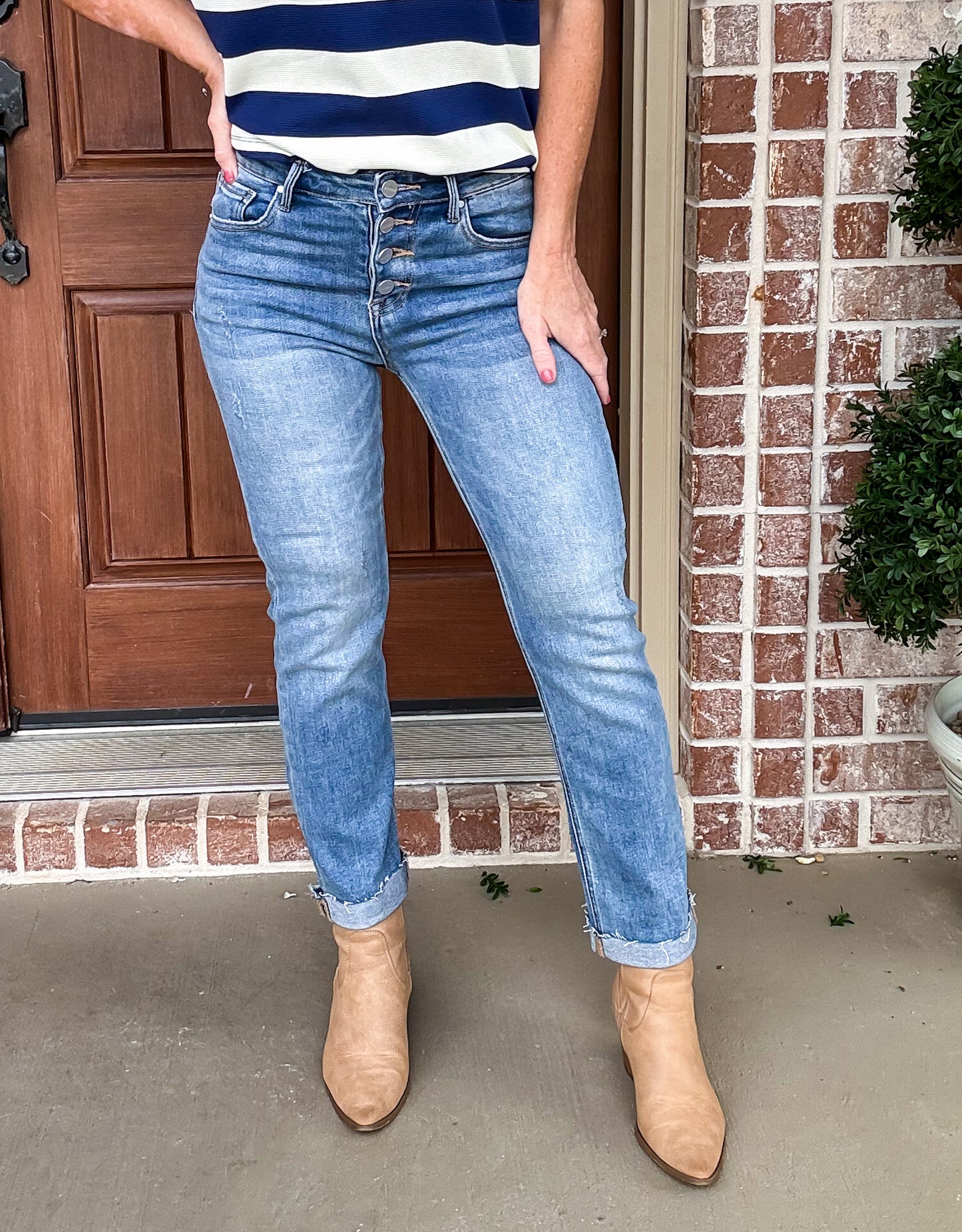 Heather High Rise Straight Leg Jeans