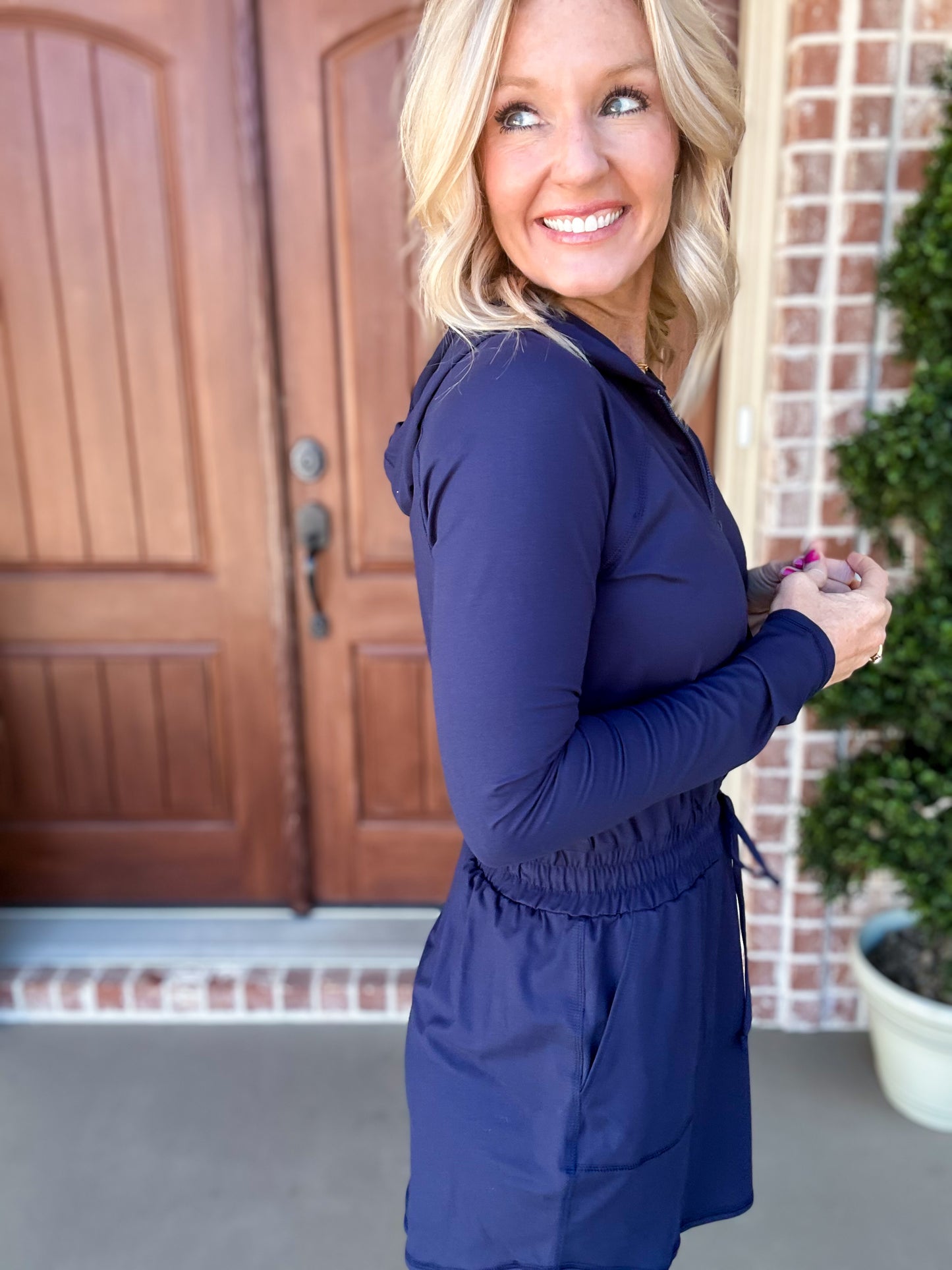 Getting Out Buttery Romper in Navy