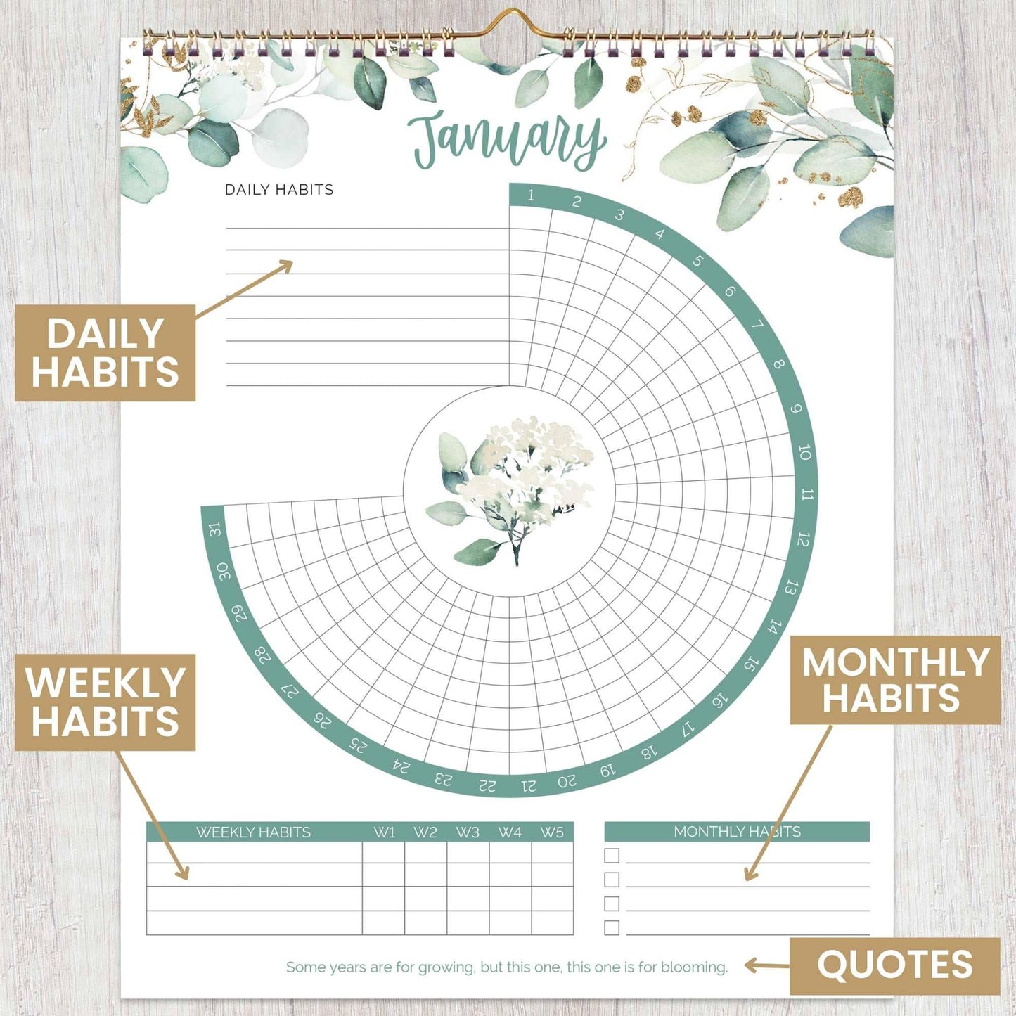 Habit Tracking Calendar, 8” x 10”