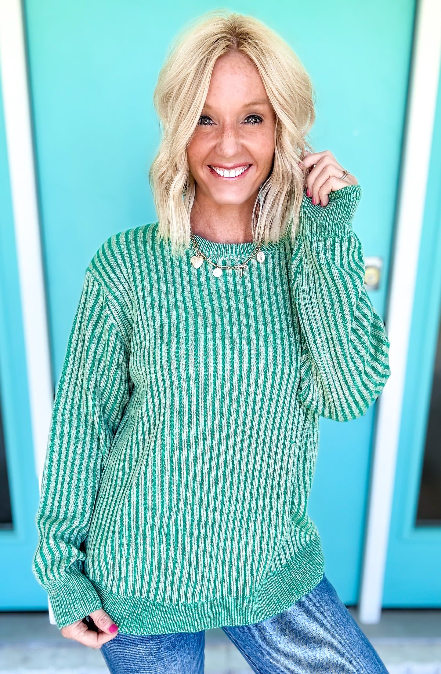Split Harmony Green Sweater