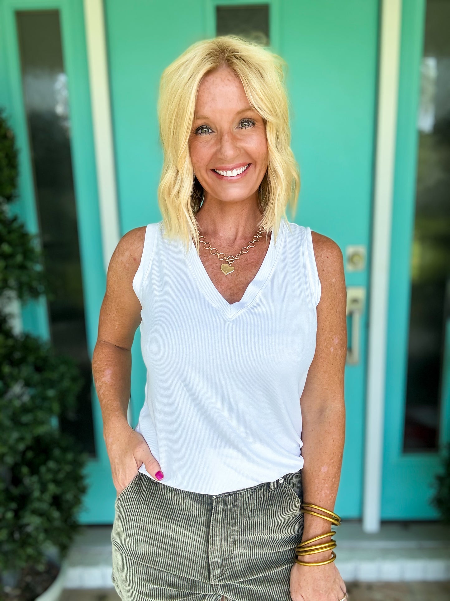 *Vneck* Luxe Air Ribbed Tank