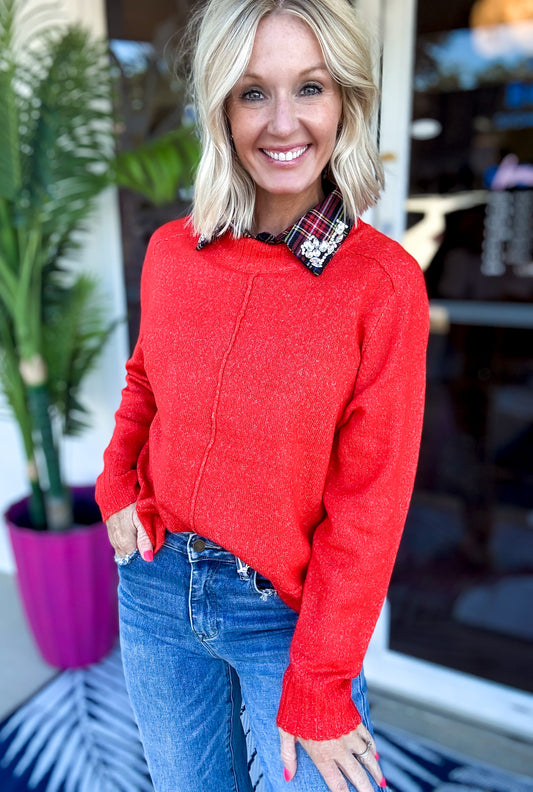 The Centerline Sweater in Red