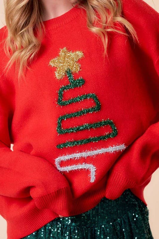 Tinsel Christmas Tree Sweater