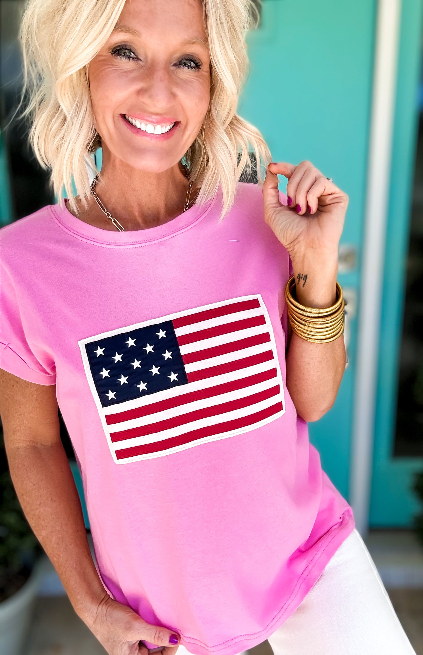 Americana Flag Cuffed Tee