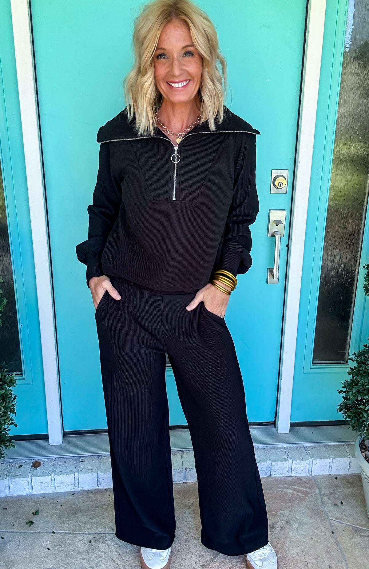 Black Noir Ribbed Pants Set