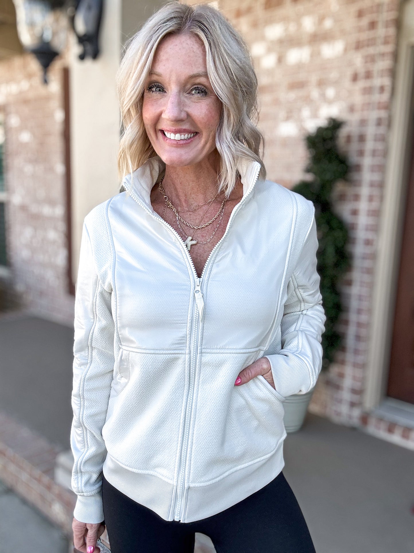 Toasty & Textured Fleece Jacket -- Ivory