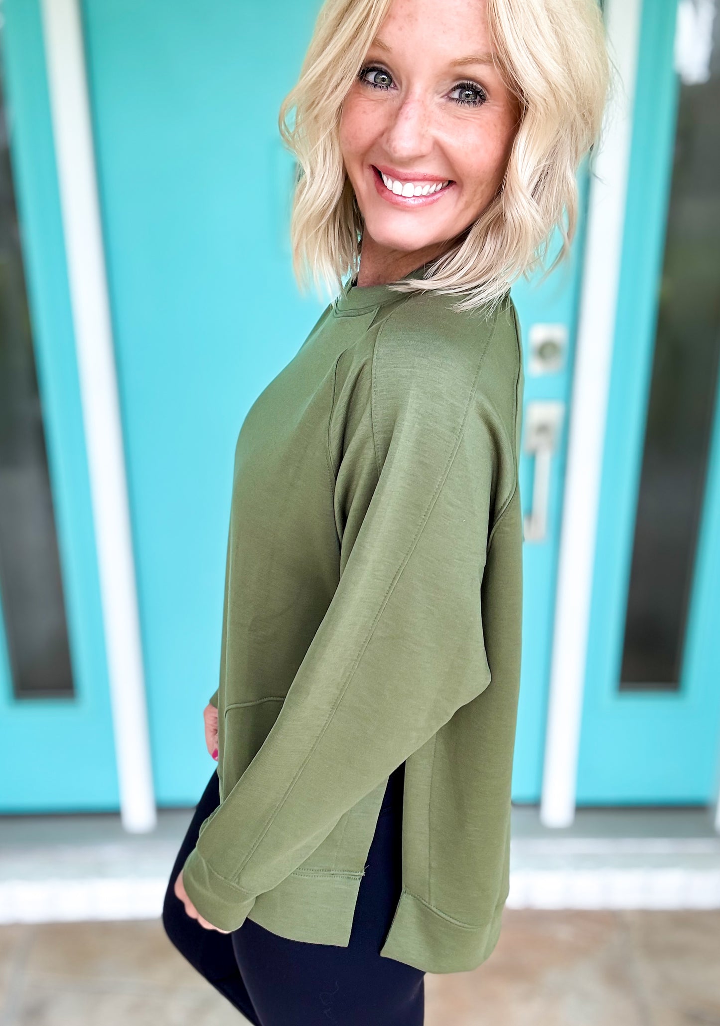 Luxe Side Slit Scuba Pullover