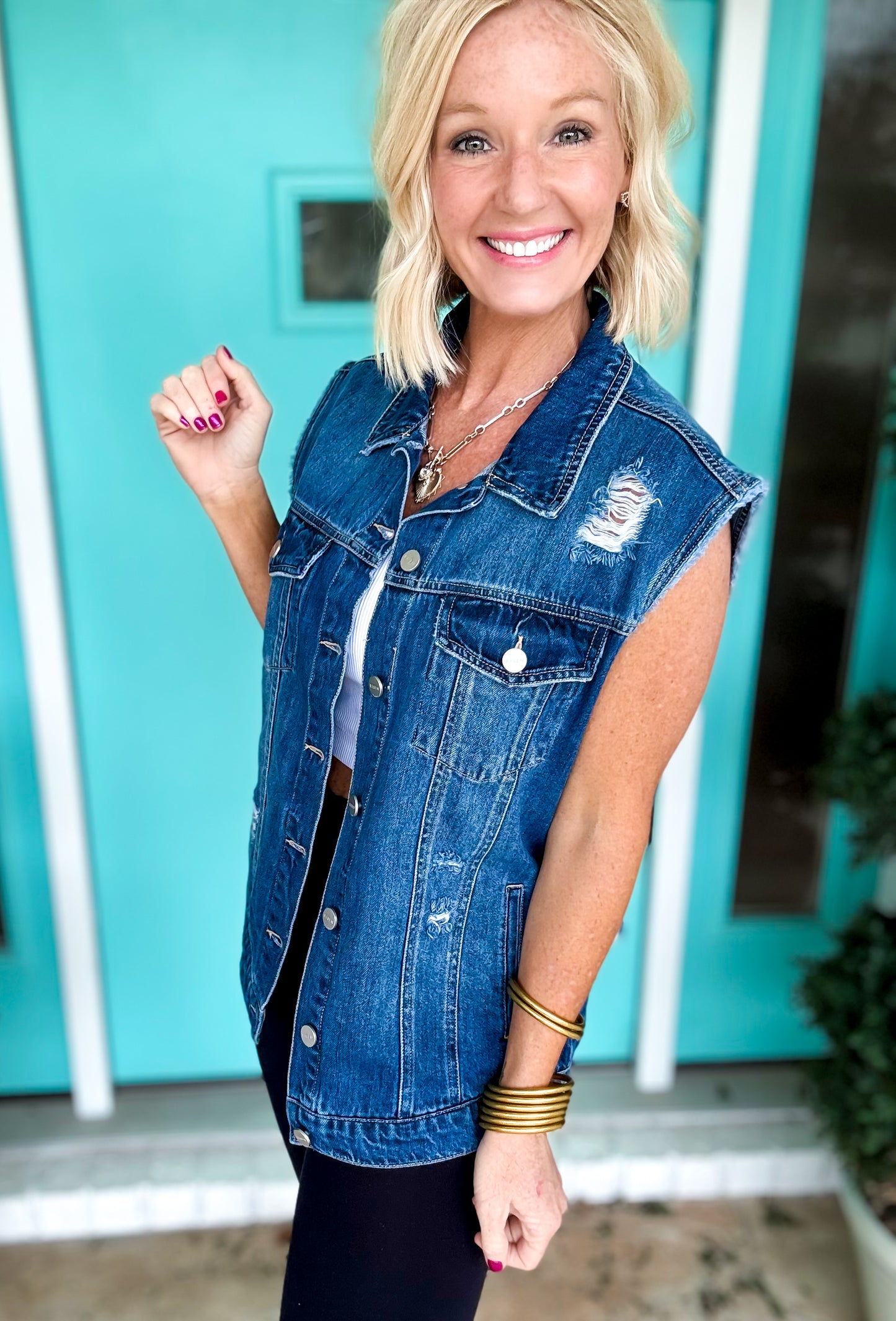 Front Row Denim Vest by Risen
