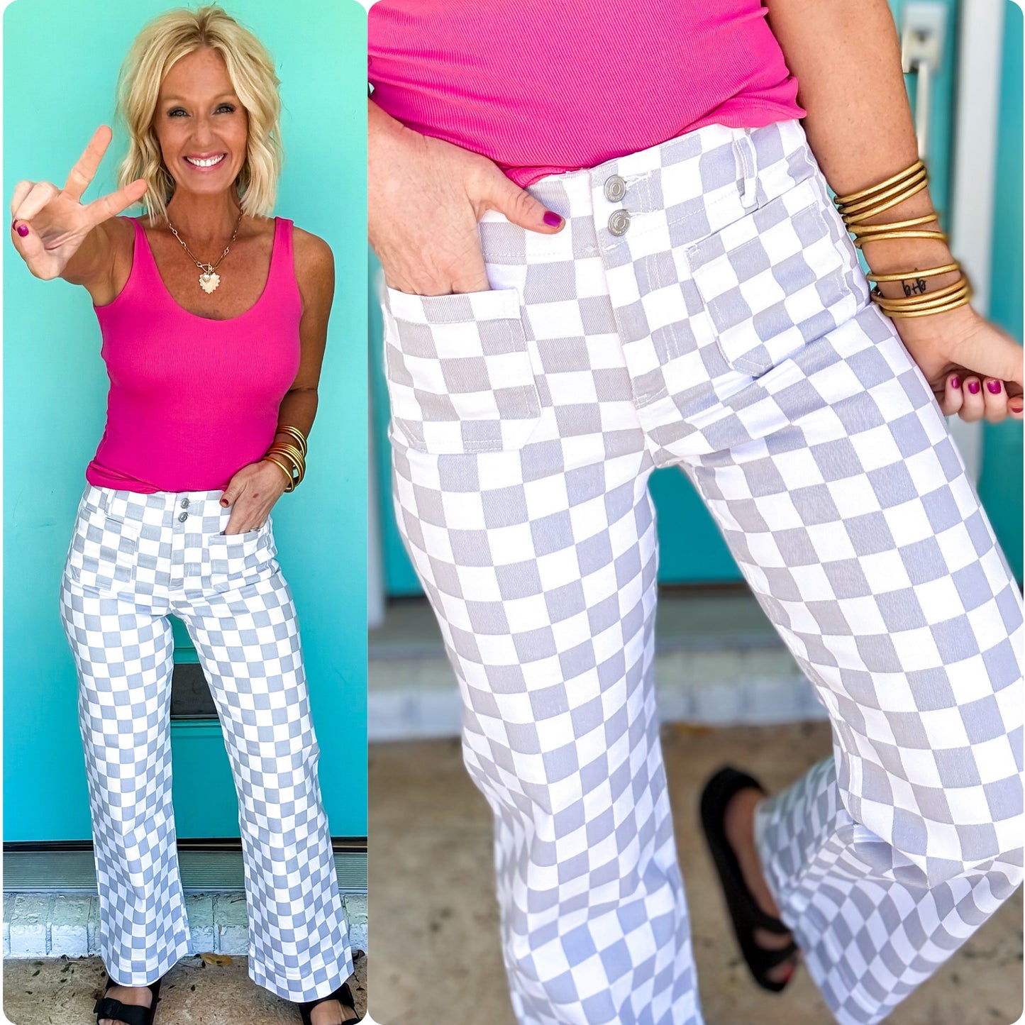 Light Gray Chess Denim by Mica