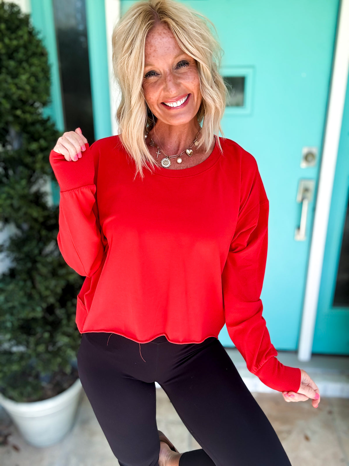Crescent Pima Open Back Long Sleeve Tee