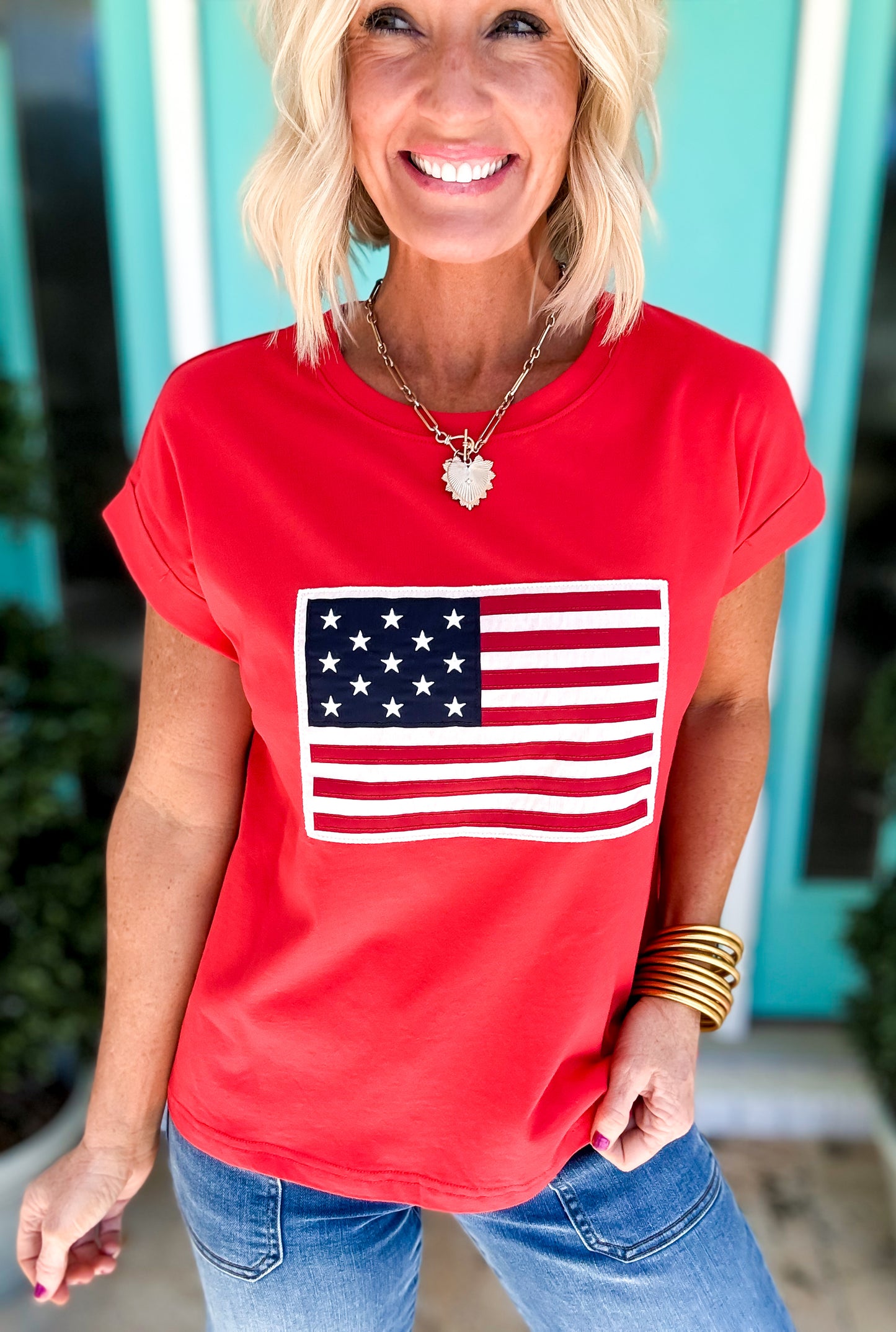 Americana Flag Cuffed Tee
