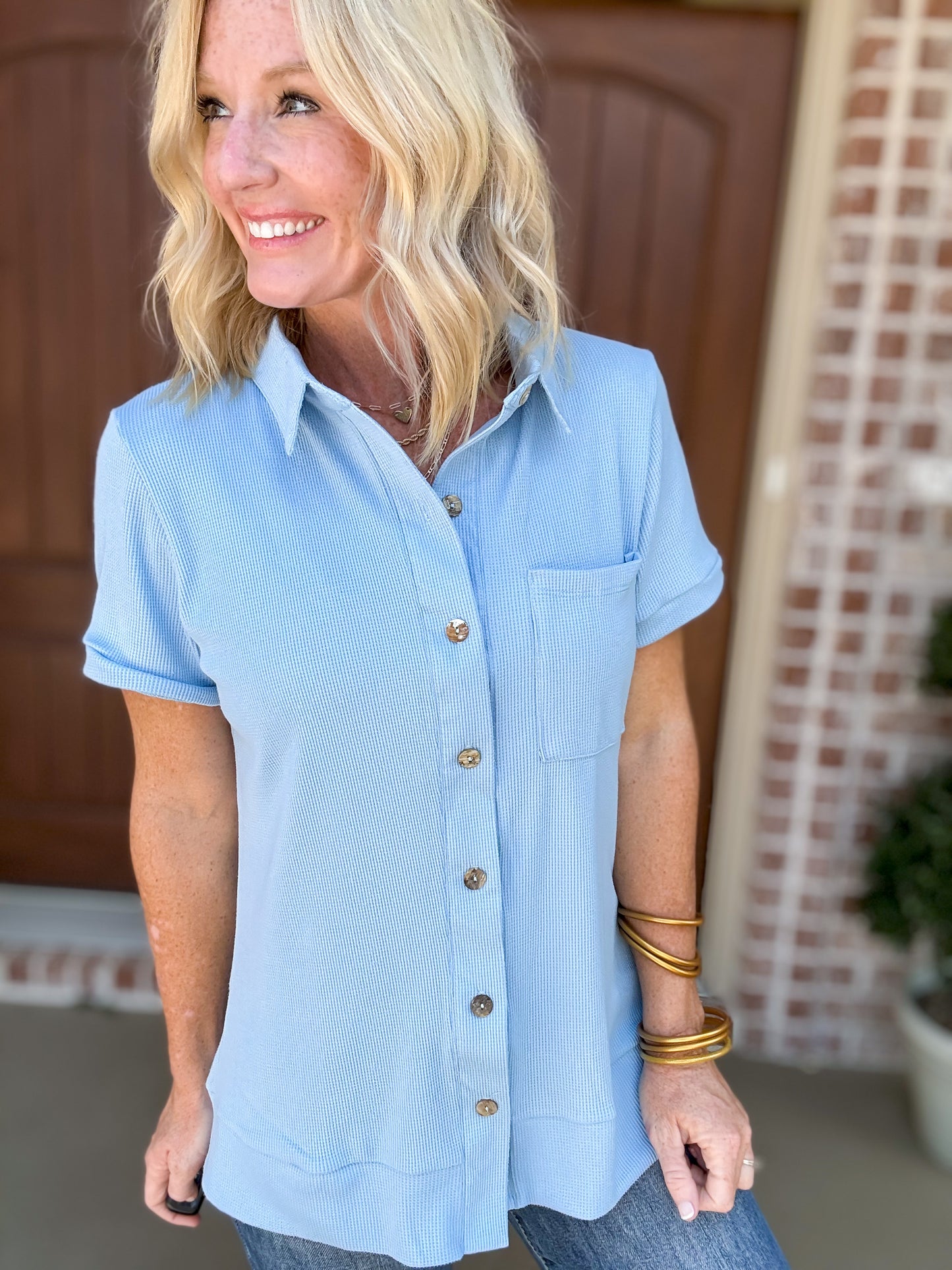 Teina Textured Button Up