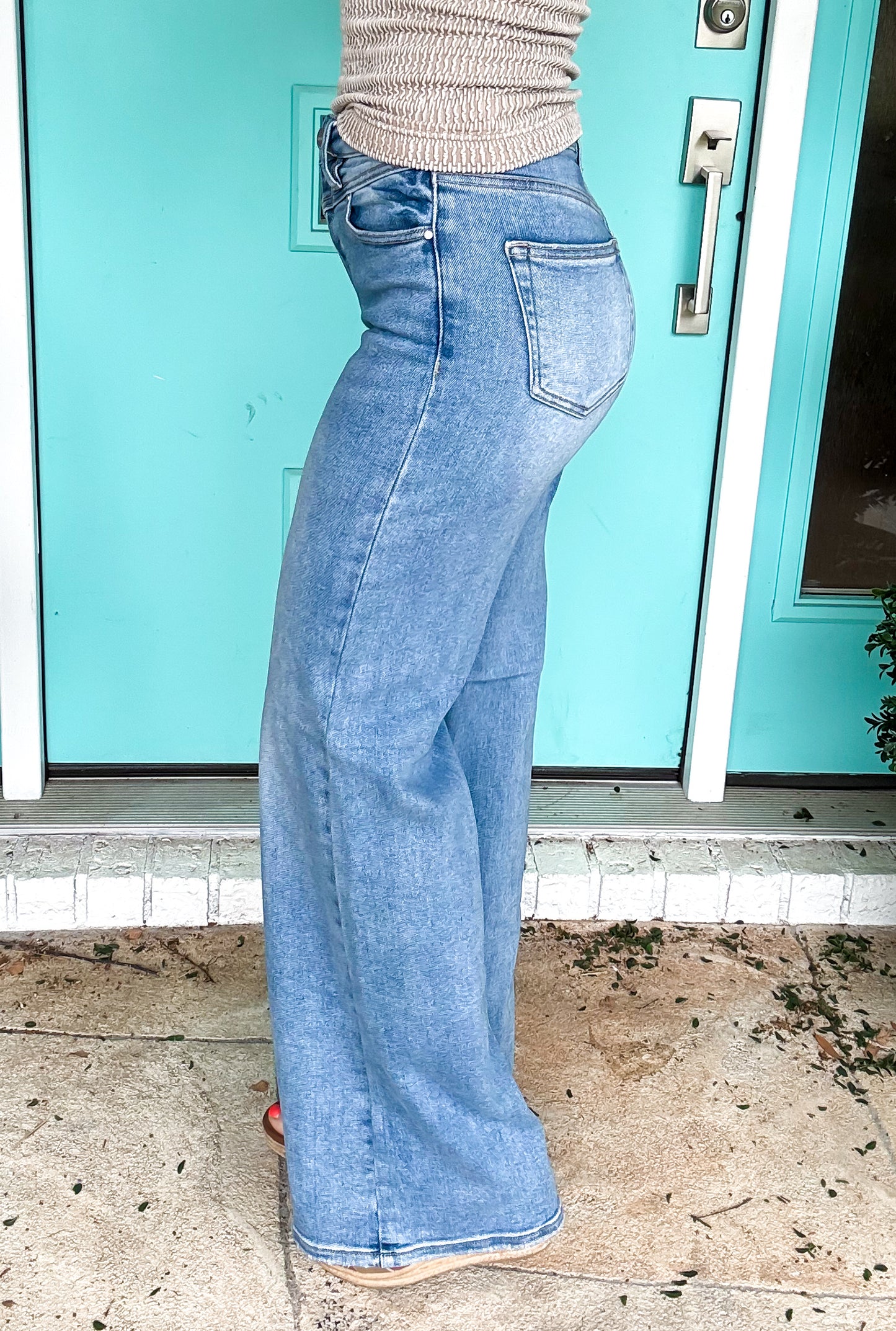 Front Yoke Wide Leg Jeans by Risen