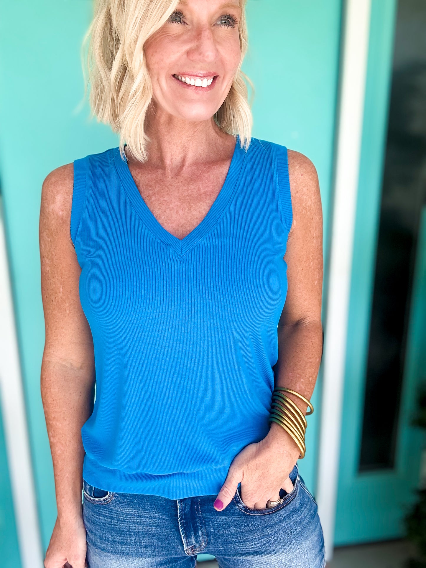 *Vneck* Luxe Air Ribbed Tank