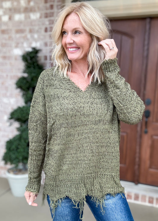 Olive & Unraveled Sweater