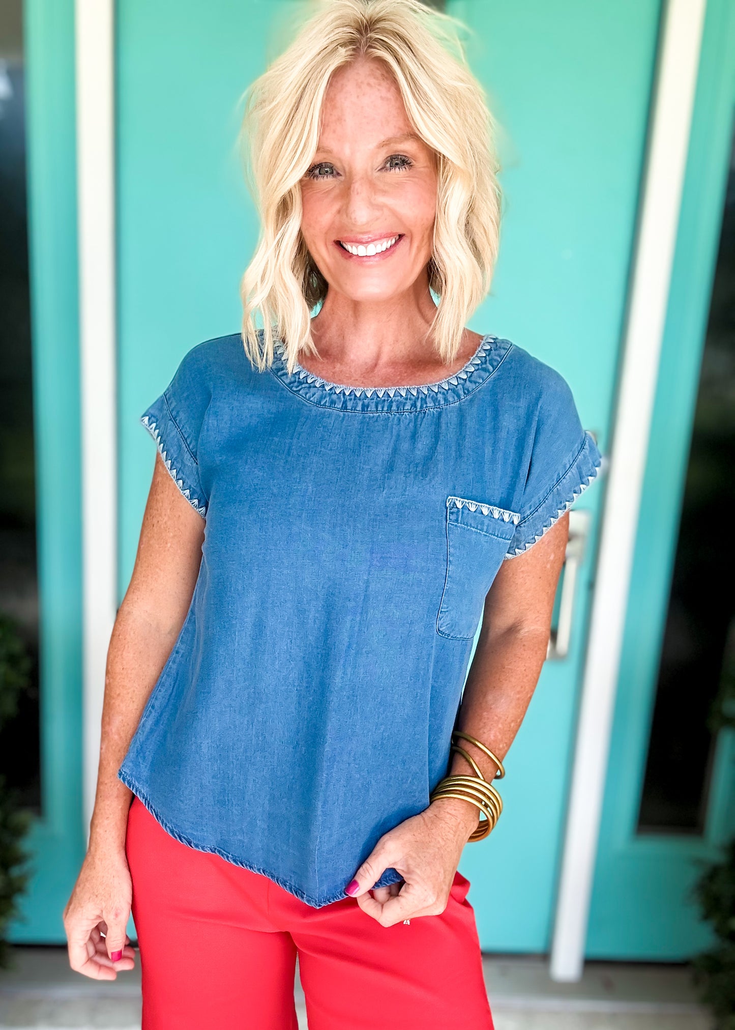 Stitched & Styled Chambray Top