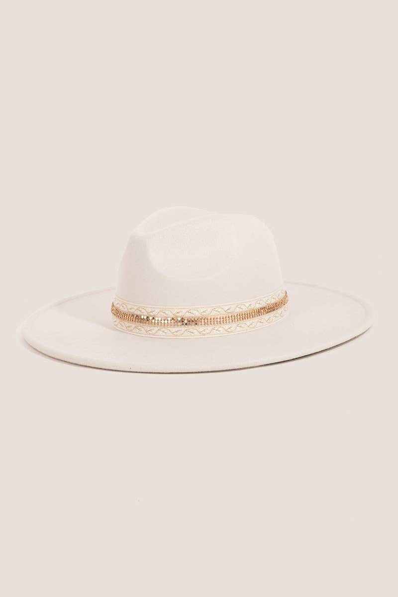 Embroidered Ribbon Bow Fedora Hat