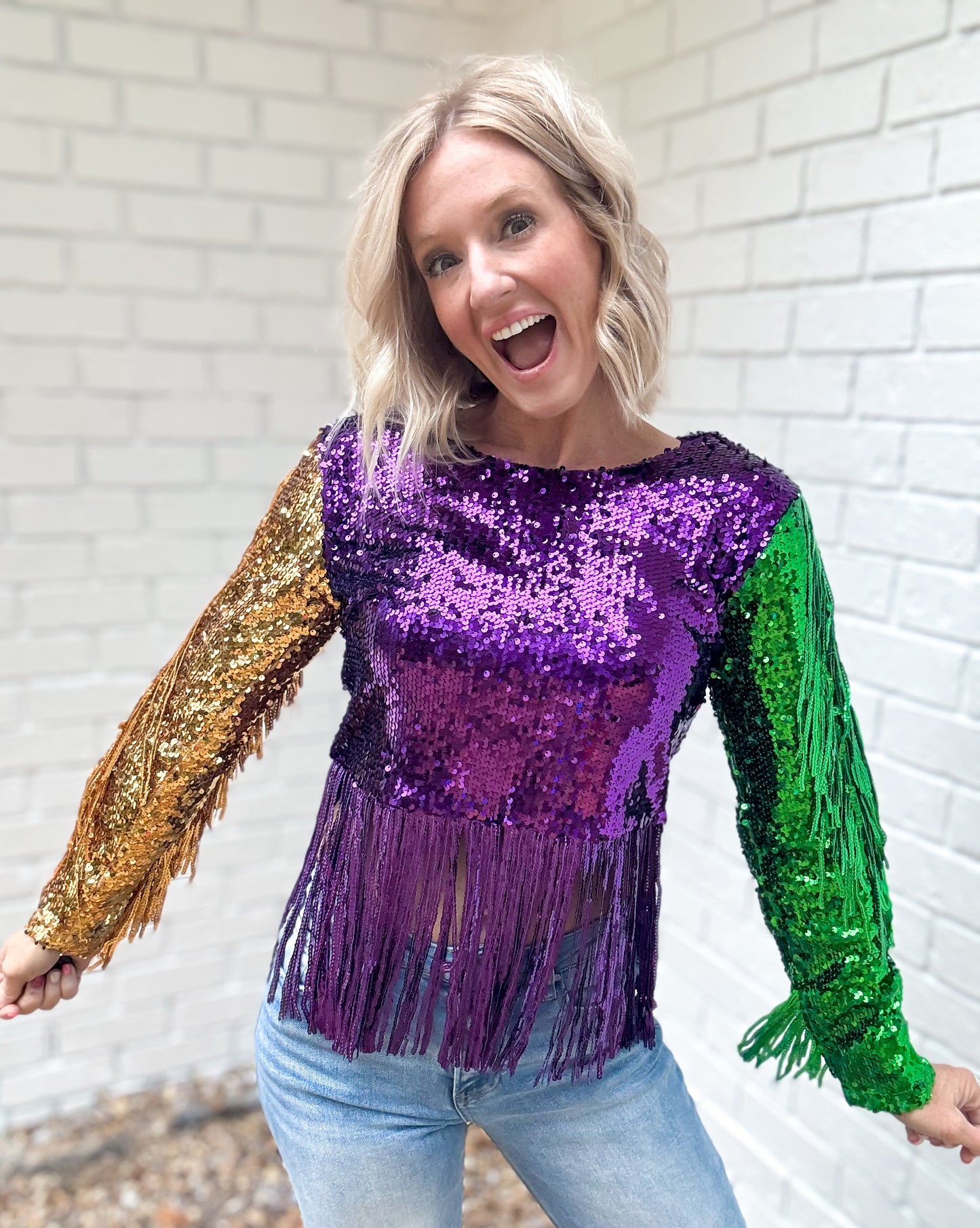 Fleur De Shimmer Mardi Gras Top