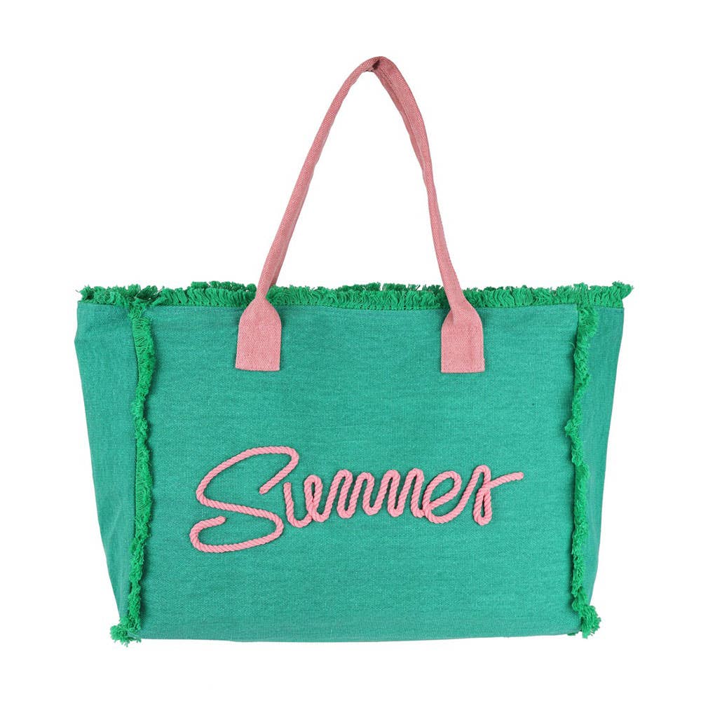 SUMMER Embroidered Fringe Canvas Tote Bag